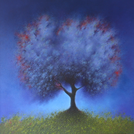 Blue Tree - painted by Alan Moloney - 102cm x 102cm . Oil on Canvas